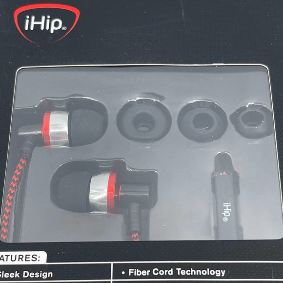 iHip Red ANZU Wired Earphones Built In Mic Fiber Cord Metal Housing IPEB7-R NEW - Picture 4 of 8